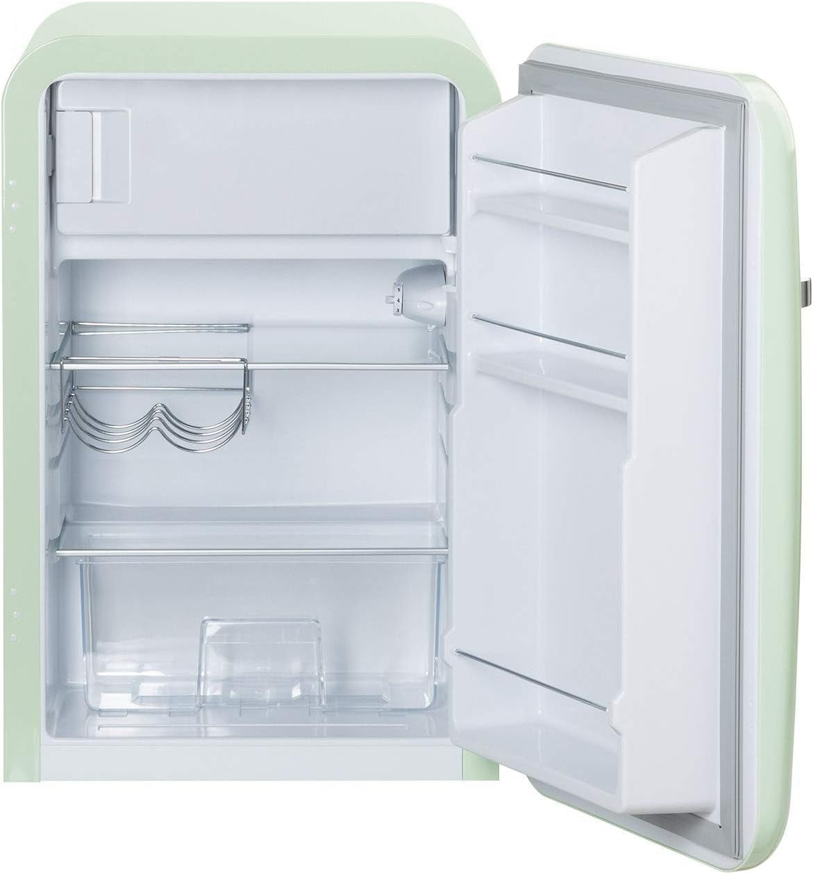 / RETRO FRIDGE 83.5 Silver/Réfrigérateur Vert Avec Poignée Argent/Pratique Et Fonctionnel, Matériaux Résistants