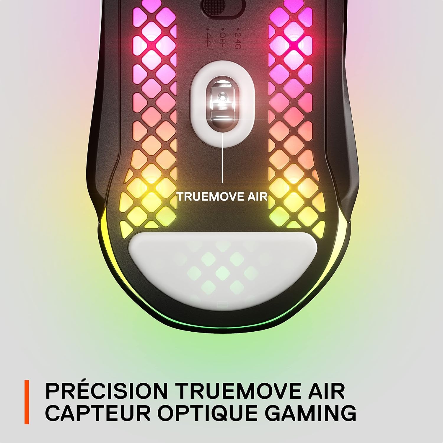 Aerox 5 Wireless - Souris Gaming Perforée RGB - Design Ultra-Léger Et Étanche - 9 Boutons - Bluetooth/2.4 Ghz - Capteur Optique Truemove Air 18K DPI