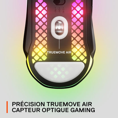 Aerox 5 Wireless - Souris Gaming Perforée RGB - Design Ultra-Léger Et Étanche - 9 Boutons - Bluetooth/2.4 Ghz - Capteur Optique Truemove Air 18K DPI