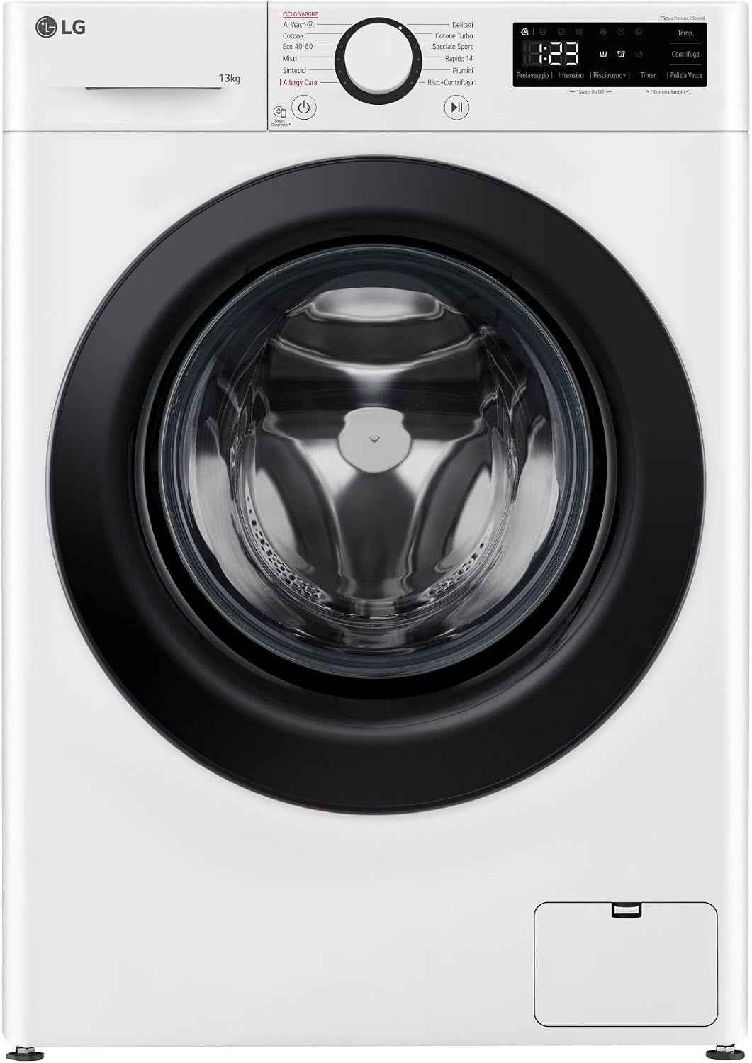 AI DD F4R3013NSWB Machine À Laver Classe a -10%, Charge Avant Série R3, Machine À Laver 13Kg, 1400 Tours, Aiwash, Lavage À La Vapeur, Moteur Direct Drive, Smart Diagnosis, Comptoir, Blanc