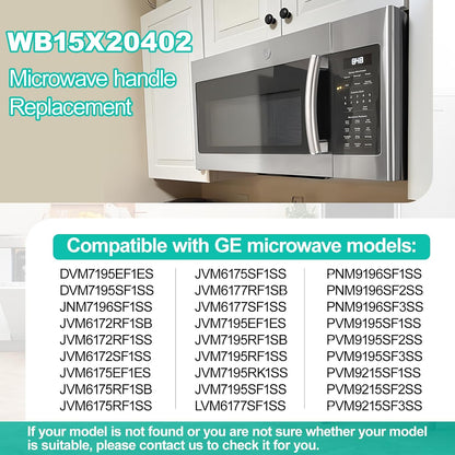 Poignée De Porte De Rechange WB15X20402 Compatible Avec Four À Micro-Ondes GE JVM6175EF1ES, PVM9195SF3SS, PNM9196SF3SS, Compatible Avec Poignée De Micro-Ondes Électrique Générale