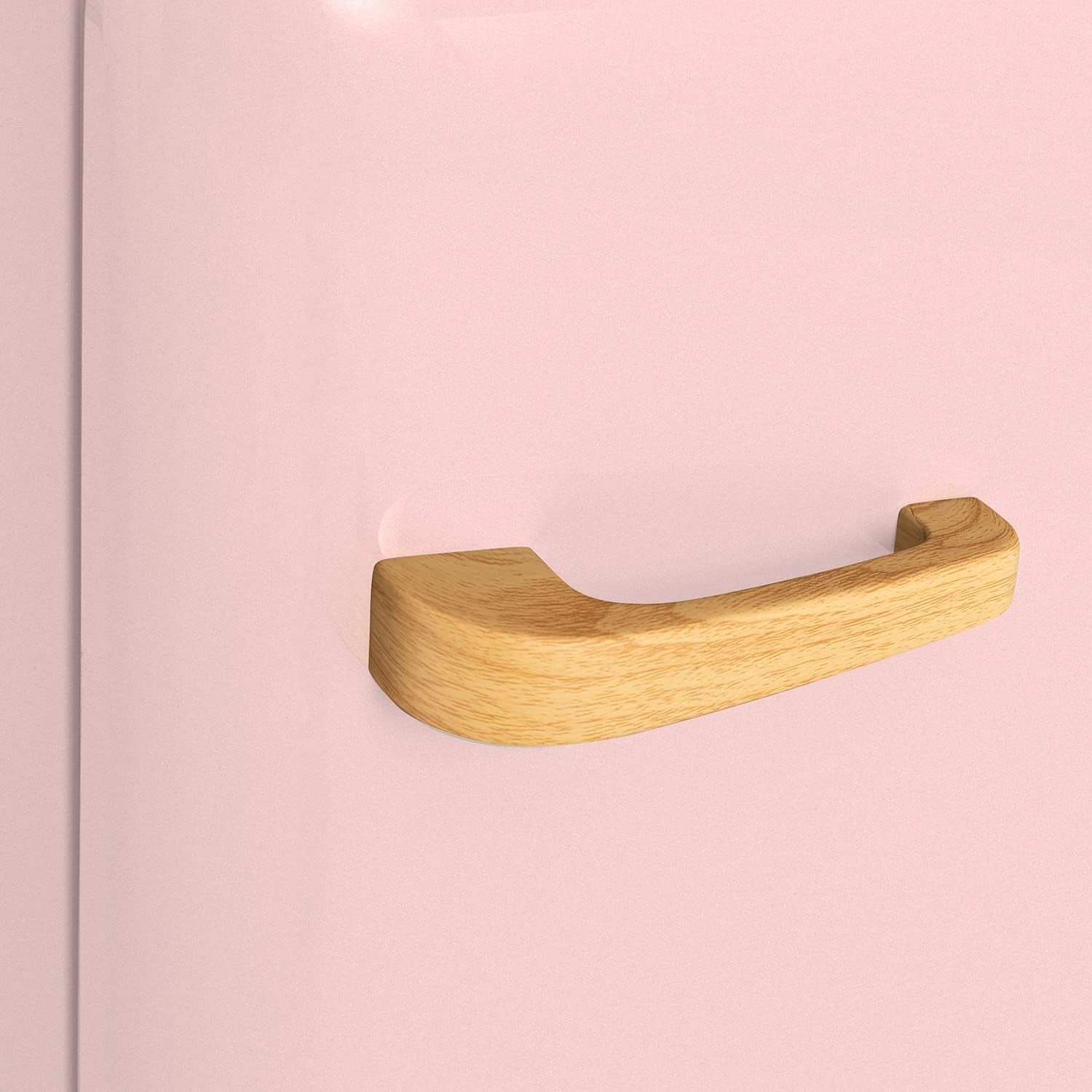 / RETRO FRIDGE 83.5 Wood/Réfrigérateur Rose Avec Poignée Bois/Pratique Et Fonctionnel, Matériaux Résistants