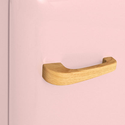 / RETRO FRIDGE 83.5 Wood/Réfrigérateur Rose Avec Poignée Bois/Pratique Et Fonctionnel, Matériaux Résistants