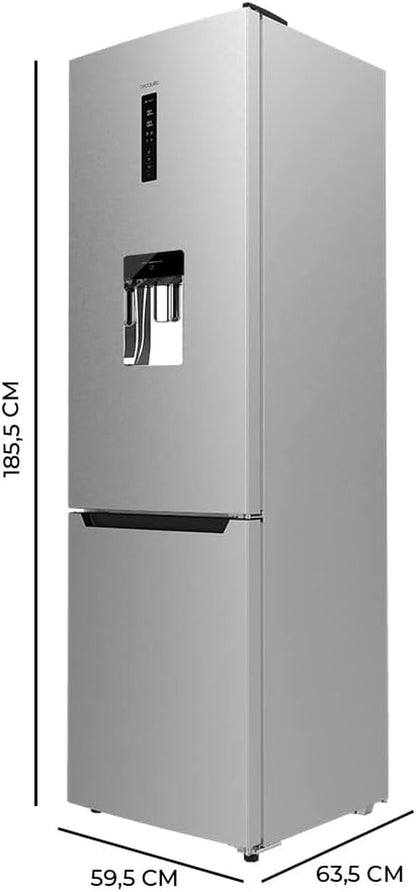 Frigorífico Combi 2 Puertas Con Dispensador De Agua Bolero Coolmarket Combi 322 WD Inox D. 322 L, Altura 185 Y 60 Cm De Ancho, Bajo Consumo, Motor Inverter Plus, Total No Frost