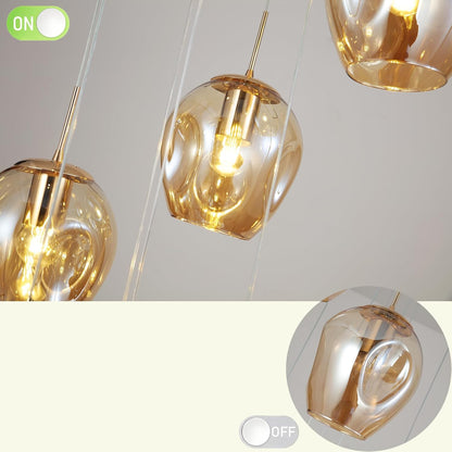 Moderne Escalier Suspendu Lustre,Plafonnier Lustre Verre Boule Suspension,Lampe Led,Grand Multi Ampoule Luminaire Suspendu Pour Salon,Cage Descalier,Couloir,Villa (10 Lights)