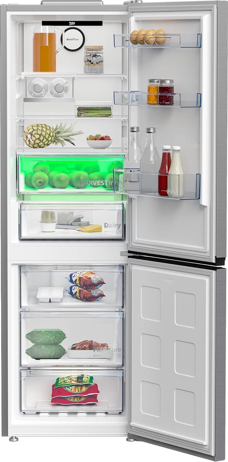 Beko Bpro 500 B5RCNE366HXB Réfrigérateur-Congélateur Autonome Grand Réfrigérateur - Réfrigérateurs-Congélateurs (316 L, Nofrost, Smooth Fit: Ouverture De Porte À 90°, 3 Tiroirs) - Zone 0°C -
