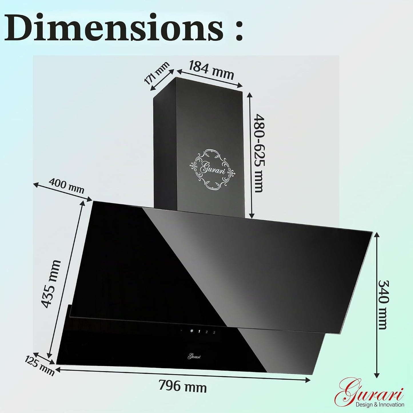 Hotte Murale 90 Cm  GCH D 268 9 Prime/Hotte Aspirante Noire Classe a 1000 M³/H Avec Télécommande/Hotte De Cuisine Avec Evacuation Ou Recyclage/Hotte Inclinée Avec Filtre À Charbon