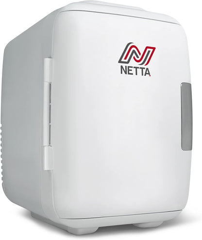 NETTA Mini Réfrigérateur Portable De 5 L Pour Boissons De Bière - Pour Chambre À Coucher, Caravane, Bureau - Avec Fonction De Refroidissement Et De Réchauffement - Portable - AC/DC - Blanc