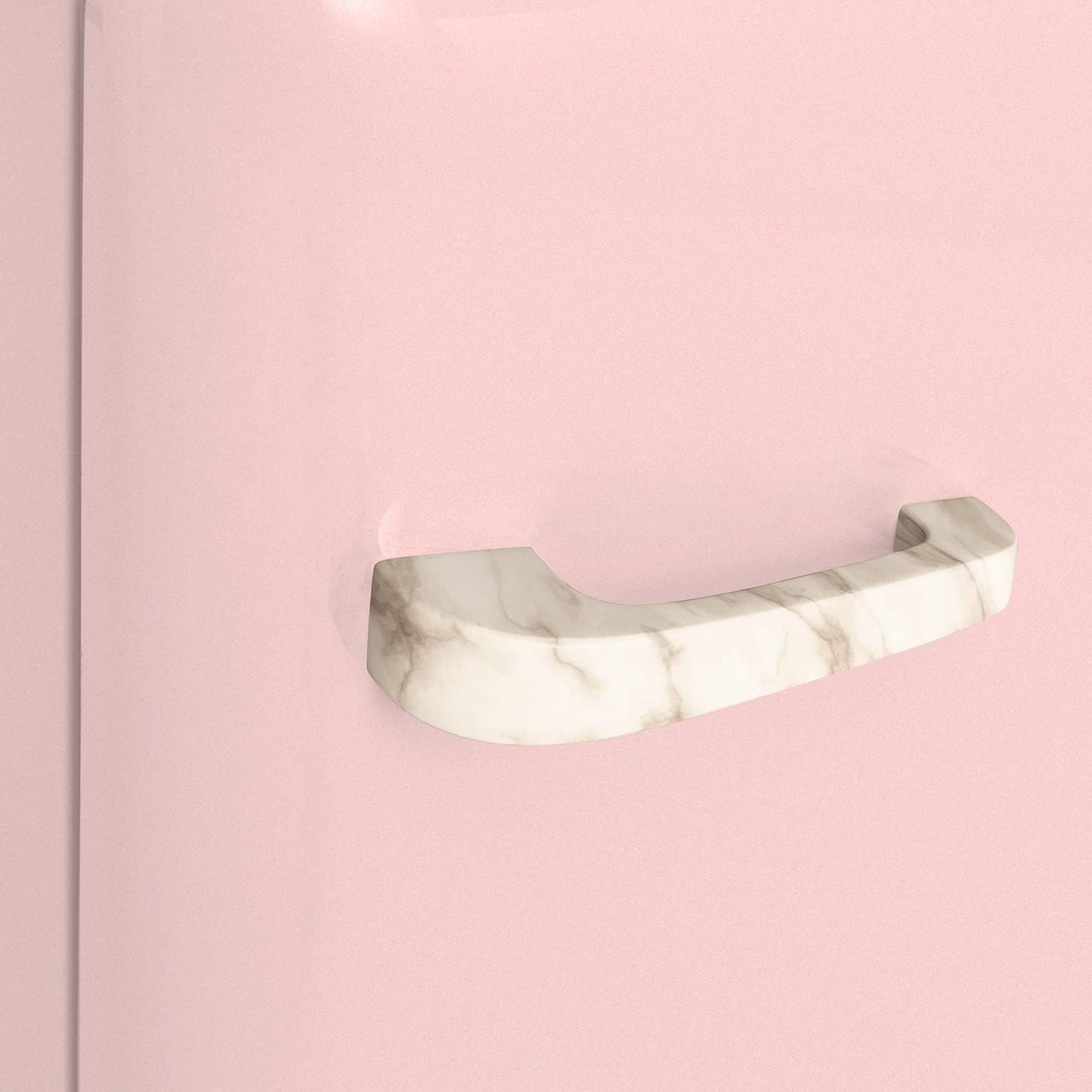 / RETRO FRIDGE 83.5 Marble/Réfrigérateur Rose Avec Poignée Marbre/Pratique Et Fonctionnel, Matériaux Résistants