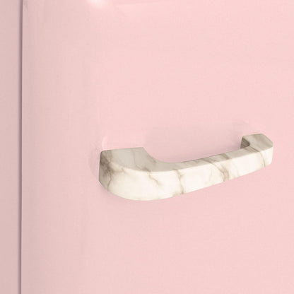 / RETRO FRIDGE 83.5 Marble/Réfrigérateur Rose Avec Poignée Marbre/Pratique Et Fonctionnel, Matériaux Résistants