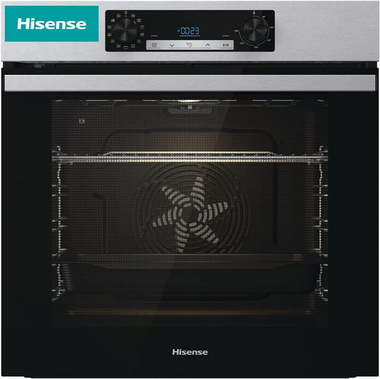 Hisense BI64211PX Four Multifonction - Cavité XXL De 77L, Pyrolyse, 13 Fonctions, Fonction Pizza 300°C, Airfry, Affichage LED, Inox, Classe A+