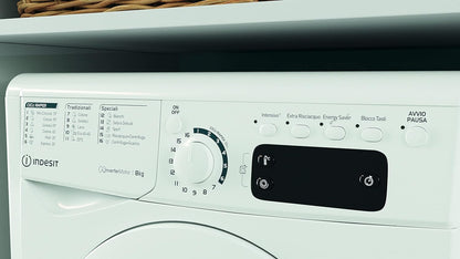 Indesit EWE 81284 W IT- Machine À Laver 8 Kg Libre Installation, Charge Avant. Centrifugeuse 1200 Tours Par Minute. Largeur 59,5 Cm, Profondeur 57,2 Cm, Hauteur 85 Cm, Classe Énergétique C
