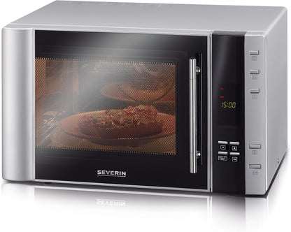 Four À Micro-Ondes 30 L, 2 500 W, Avec Fonction Gril Et Chaleur Tournante, Avec 5 Niveaux De Puissance, 10 Programmes Automatiques, Inox/Noir, MW 7775