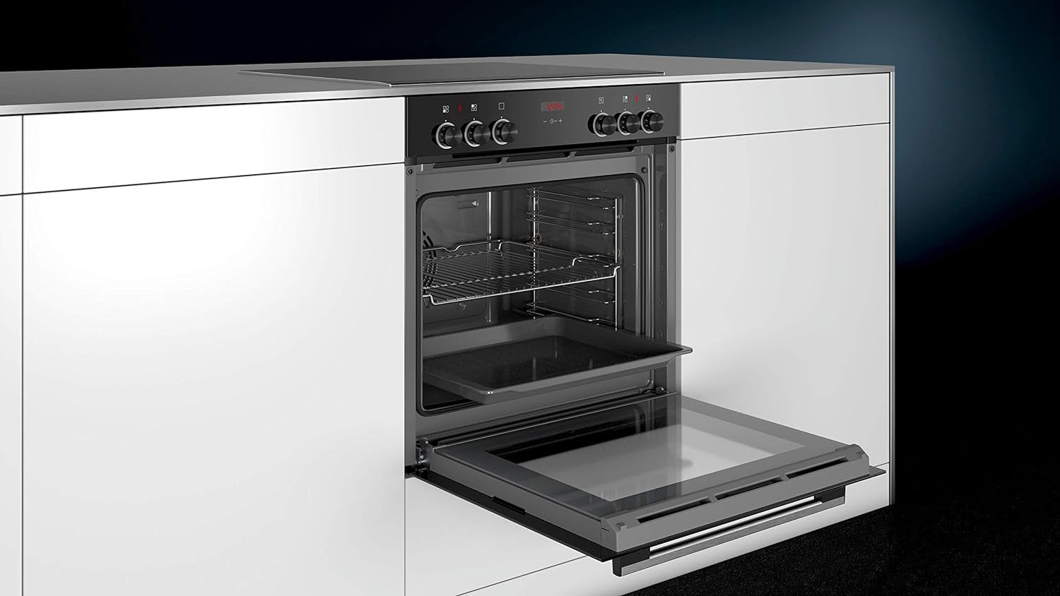 HE213ABS0 Four (Électrique/Encastrable) / 59,4 Cm/Porte Rabattable/Horloge Électronique/Acier Inoxydable