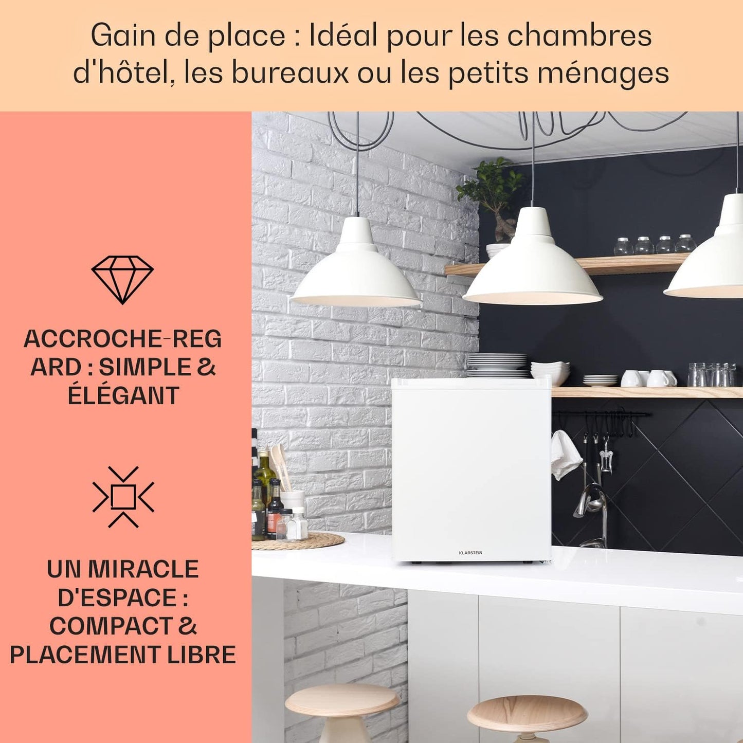 Mini Frigo De Chambre De 38L Pour Boissons Et Bieres, Petit Frigo Silencieux, Mini Bar Intérieur/Ext, Petit Refrigerateur Camping, Stockage De Vins, Cosmetique, Étagères Réglables, 6-18°C