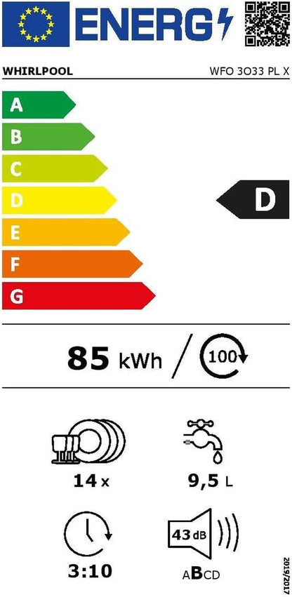 Lave-Vaisselle 60Cm 14 Couverts 43Db - WFO3O33PLX
