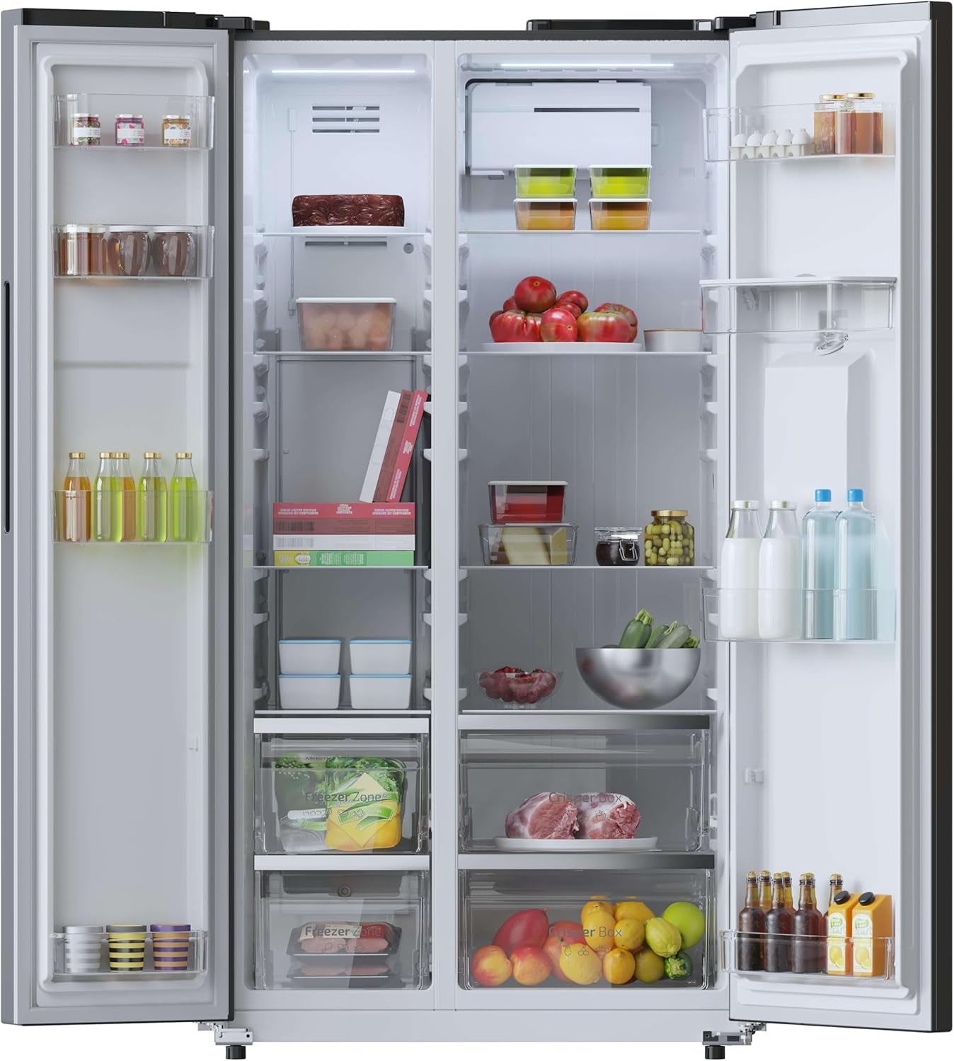 Réfrigérateur Américain De 559 Litres Bolero Coolmarket SBS 562 Dark D. 177 Cm De Hauteur Et 90 Cm De Largeur, Classe D, Système Multi Air Flow, No Frost Total, Moteur Inverter Plus