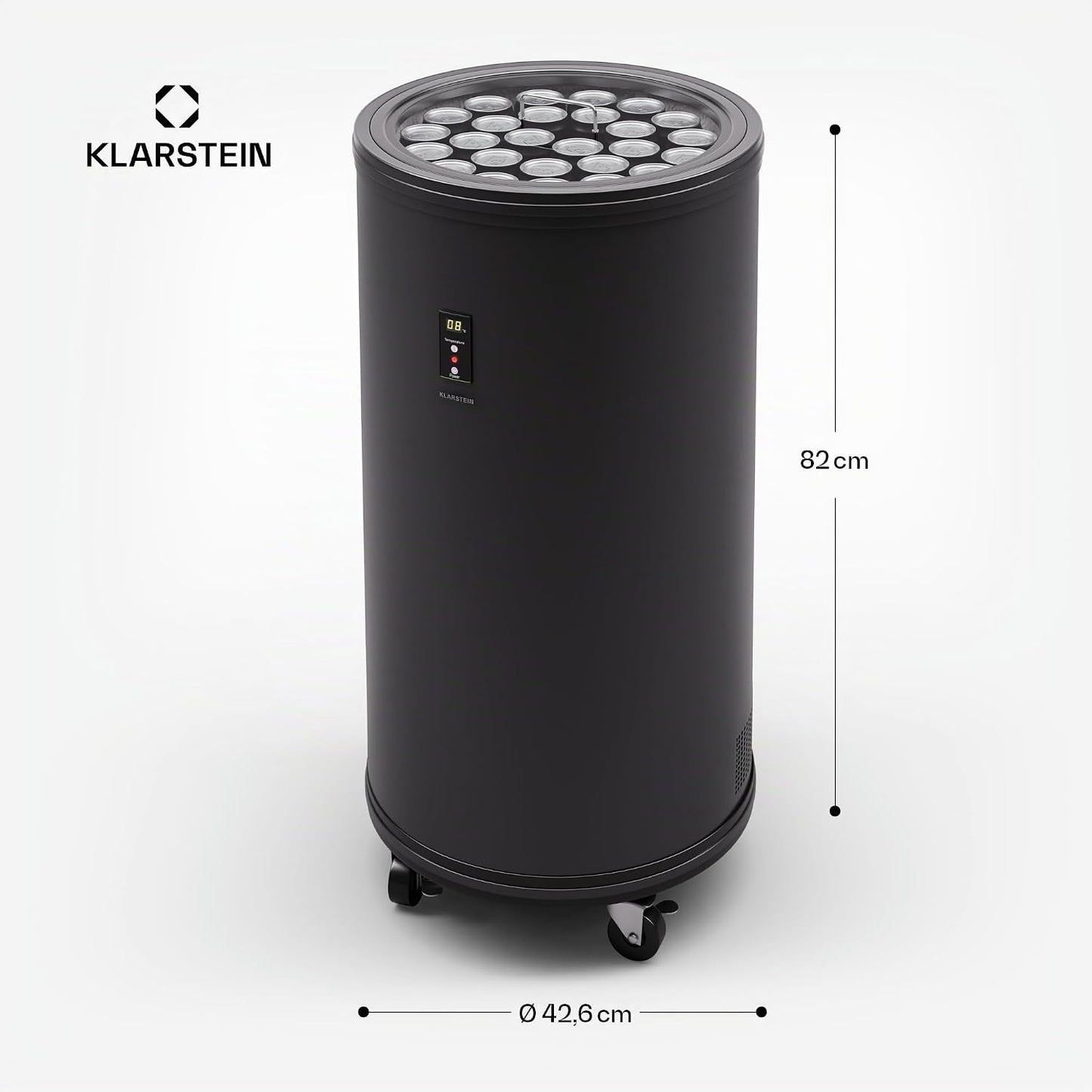Klarstein Beersafe L Réfrigérateur Avec Écran LED, Réfrigérateur De Chambre Inox, Réfrigérateur À Boissons Intérieur/Extérieur, Cave À Vin Pour Boissons, Réfrigérateur 50 L Avec Vue 360°, 0-16°C