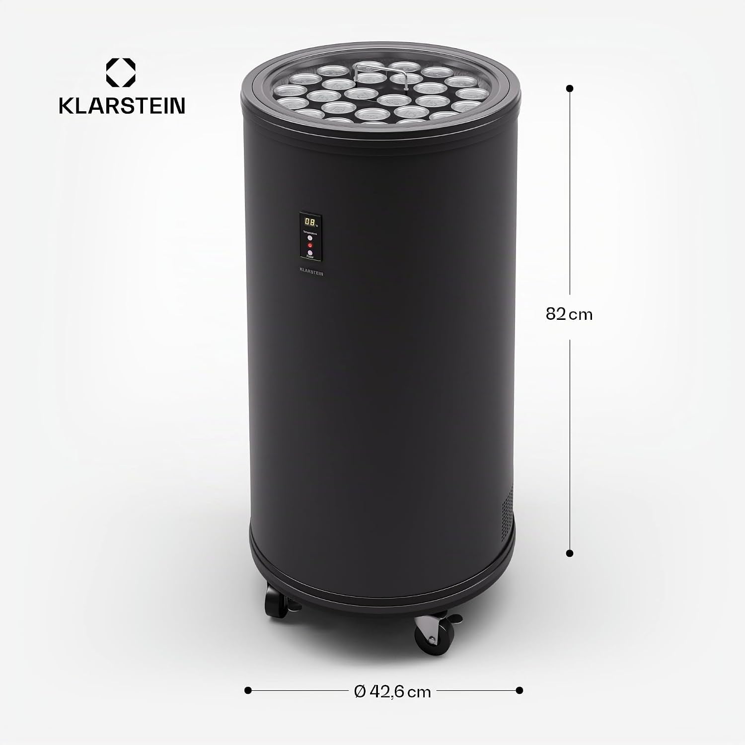 Klarstein Beersafe L Réfrigérateur Avec Écran LED, Réfrigérateur De Chambre Inox, Réfrigérateur À Boissons Intérieur/Extérieur, Cave À Vin Pour Boissons, Réfrigérateur 50 L Avec Vue 360°, 0-16°C