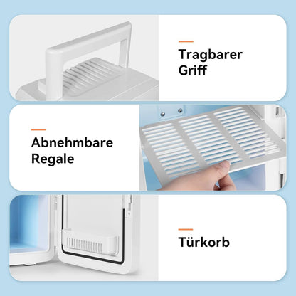 YOURLITE Mini Frigo De Chambre 2 En 1 10 Litres Avec Miroir, Refroidissement Et Chauffage Mini Réfrigérateur Portable AC/DC Convient Pour Conserver Les Aliments, Adapté Pour Chambre À Coucher, Bureau