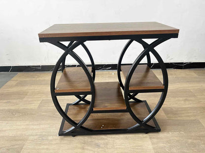 Table D'Appoint Avec 4 Étagères, Table De Chevet Étroite Avec Espace De Rangement, Table Basse Industrielle Pour Salon, Chambre À Coucher, Entrée, Marron Clair