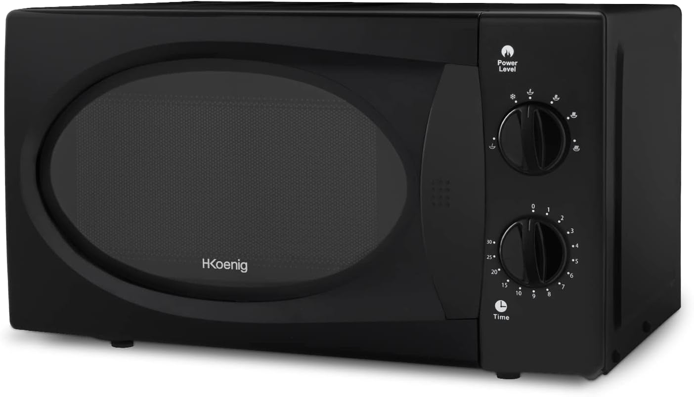 Micro-Ondes Compact 20L VIO6B Noir, Puissant 700W, Plateau Tournant 24,5Cm, Multifonction 5 Niveaux De Chauffe Et Fonction Décongélation, Minuterie Jusqu'À 30Min, Rapide, Plan De Travail
