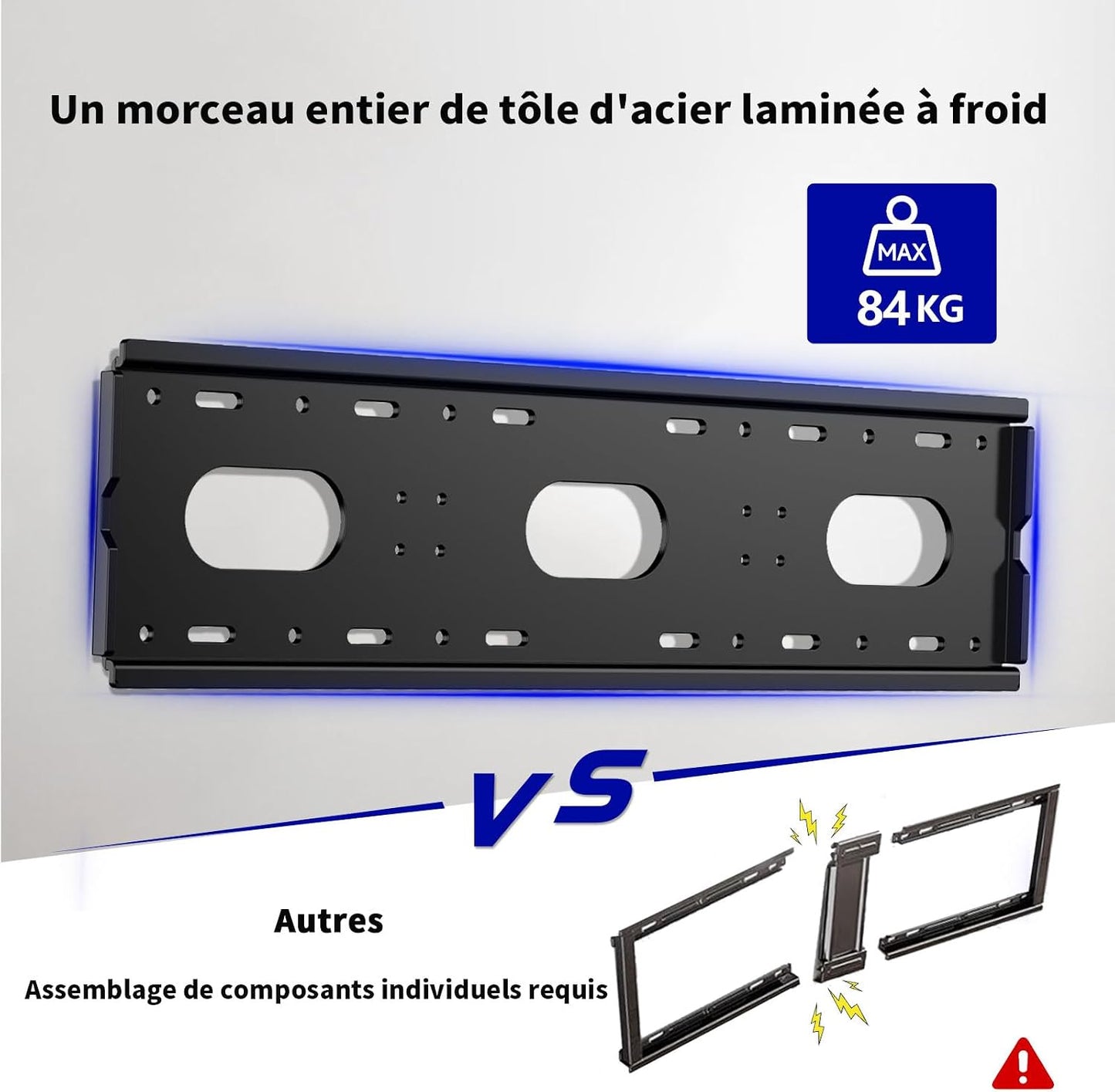 Support Mural TV Grande Taille Inclinable Pour La Plupart 42 À 85", VESA Jusqu’À 700X500Mm Et Charge Maximale 84KG, 55 58 60 65 70 75 80 Pouces Réglable Rack Mural Pour Tv,Fixation Mural TV