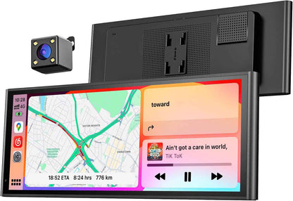 Écran Portable Sans Fil 9,26" Carplay Voiture Pour Apple Car Play & Android Auto, Mises À Jour OTA, Caméra De Recul, Mirror Link, Bluetooth 5.0, Commande Vocale, Navigation GPS, FM