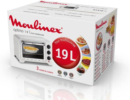 Four Optimo 19 L, Cuisson Pain, Pizza, Tartes, Gâteaux, Pâtisseries, 6 Modes De Cuisson, Chaleur Traditionnelle, Blanc OX441110