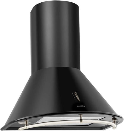 Noir - Hotte Aspirante Retro, Hotte De Cuisine, Acier Inoxydable, 60 Cm, 352 M3/H, Trois Niveaux De Puissance, Mode Evacuation & Recyclage, Noir Mat