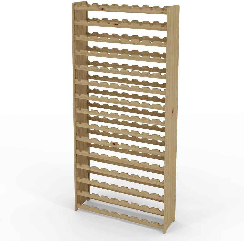 Série RW Étagère À Vin En Bois Pour Bouteilles, Anthracite, Marron, Naturel, RW-3, 13-15 Couchés, Pour 91-135 Bouteilles, Vin, Porte-Bouteilles (Naturel, RW-3-135, 198 X 92 X 26,5, Pour 135