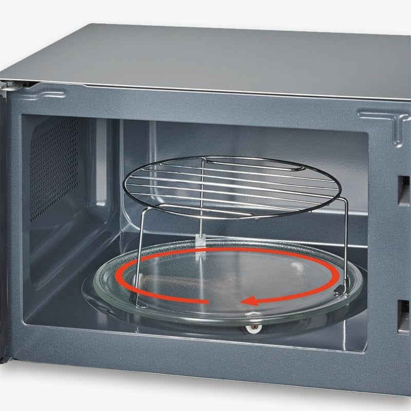 Four À Micro-Ondes 20 L, 1 350 W, Avec Fonction Gril Et Chaleur Tournante, Avec 10 Niveaux De Puissance, Minuteur 95 Min, Plateau Tournant, Noir/Inox, MW 7773
