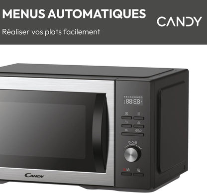 CMCA29EDLB Four Micro-Ondes Gril 1000W, Combiné À Chaleur Tournante, Grande Capacité 29L, Menus Pré-Programmés, Nettoyage Auto, Programmateur Digital, Fonction Décongélation, Noir Silver