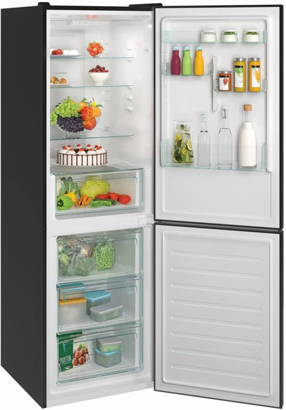 CCE3T618FB Réfrigérateur Combiné Fresco - Pose Libre, 344L, Total No Frost, Tiroir À Légumes, LED, Portes Réversibles, Hgauteur Réglable, 39 Db, Noir, Classe F