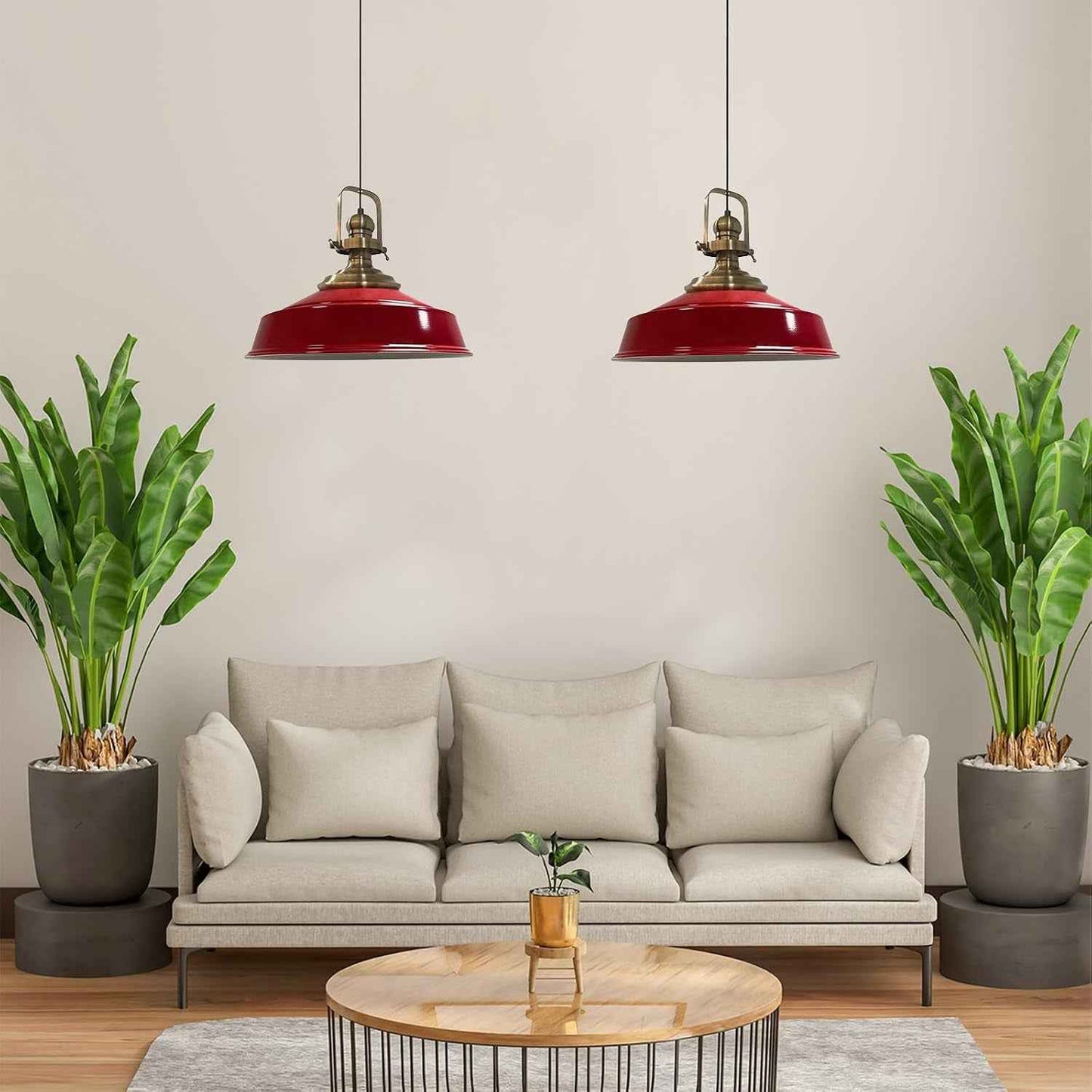 Asletl Suspension Luminaire Industrielle Rétro En Metal Lot De 2, Lustre De Salon Vintage, Éclairage De Plafond Pour Chambre, Cuisine, Lampe Suspendue, Rouge