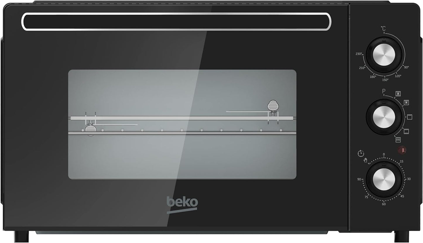 Beko - BMF42B - Four Électrique, Cuisson Ventilée, 42 Litres, 2000 W, 5 Fonctions, Minuterie 90 Min, Température Jusqu'À 230° - Noir