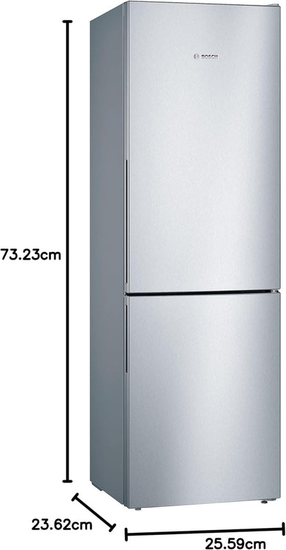KGV36VLEAS, Série 4, Réfrigérateur Congélateur, Pose Libre, 186 X 60 Cm, 214 L / 94 L, Inox