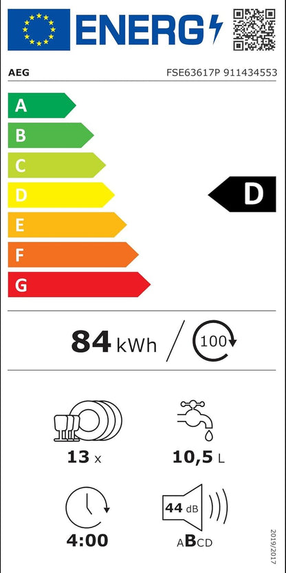 FSE63617P Lave-Vaisselle Entièrement Intégré 13 Couverts D Non Applicable, Noir