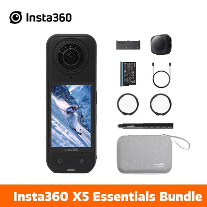 Insta360 X5 action camera, new 8K 30fps version, interchangeable lenses, triple IA chip, upper performance in low light, full minutes, Insta 360 X5 GWmarket