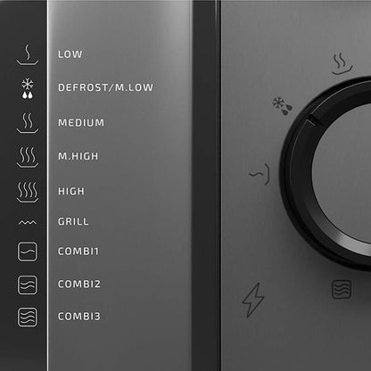 Micro-Ondes Proclean 3160. Revêtement Ready2Clean Pour Un Meilleur Nettoyage, Technologie 3D WAVE, Grill 800 W, 20 L. Design Élégant Avec Porte, 6 Niveaux, Argenté Miroir.