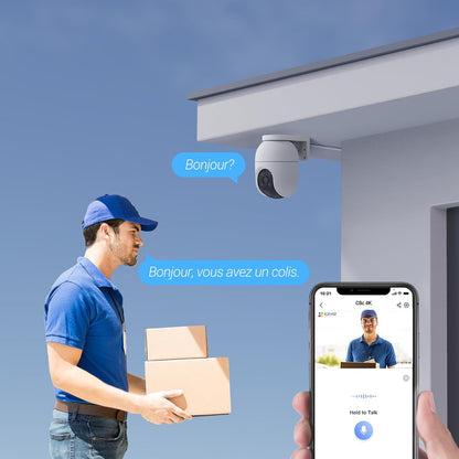 4K(8MP) Caméra Extérieur Wifi À 360° C8C 4K 4Mm | Détection Humaine, Vision Nocturne En Couleur, Suivi Auto-Zoom, Audio Bidirectionnel, IP65 Etanche, Défense Active