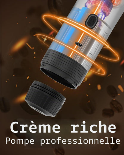 Machine À Expresso Électrique Portable, Cafetière De Voyage Pour Le Camping, Cafetière À Piles Compatible Avec Le Café Moulu Et Les Capsules NS, Blanche