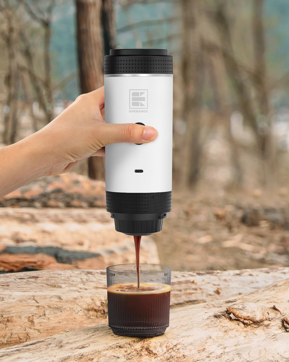 Machine À Expresso Électrique Portable, Cafetière De Voyage Pour Le Camping, Cafetière À Piles Compatible Avec Le Café Moulu Et Les Capsules NS, Blanche