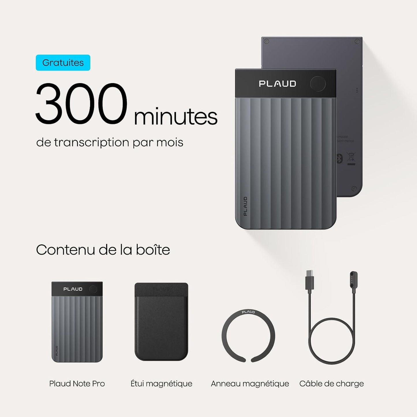 Note Pro Enregistreur Vocal IA Dictaphone Avec Transcription Noir | RéSumé IA Saisie Multimodale Jusqu’À 50H D’Enregistrement Teams ConçU Pour ConféRences RéUnions Appels ÉTui Inclus