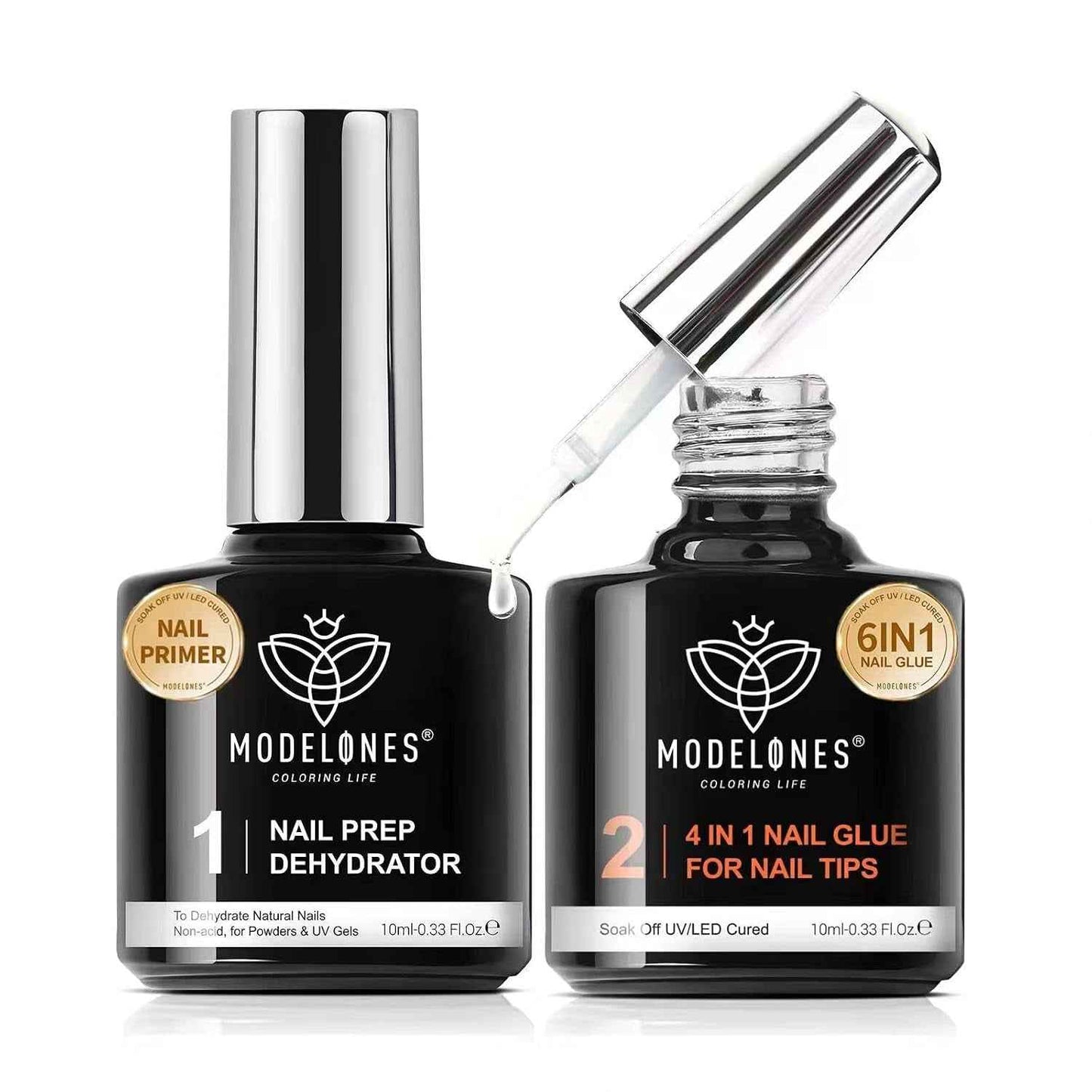 Colle Faux Ongles 6 in 1 Und Primer Gel, 2 X 10 ML Gummy Base Pose Americaine, Colle Capsule Americaine Ongle, Longue Duré Extend UV/LED Nail Glue DIY Nail Art