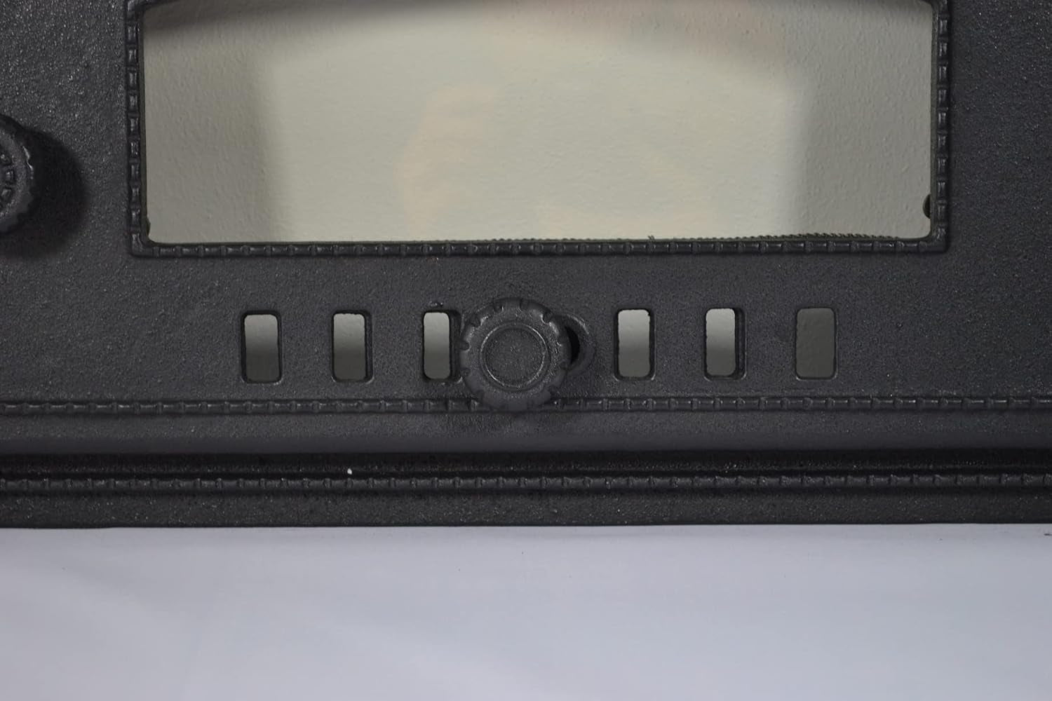 Porte De Four En Fonte Avec Thermomètre 500°C, Verre Résistant À La Chaleur, Ouverture Vers La Droite, Porte À Pizza, Four À Pain, Porte En Pierre, 48,5 X 6,5 X 27,5 Cm, Demi-Rond Peinture Noire