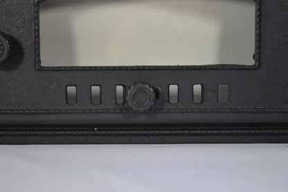 Porte De Four En Fonte Avec Thermomètre 500°C, Verre Résistant À La Chaleur, Ouverture Vers La Droite, Porte À Pizza, Four À Pain, Porte En Pierre, 48,5 X 6,5 X 27,5 Cm, Demi-Rond Peinture Noire