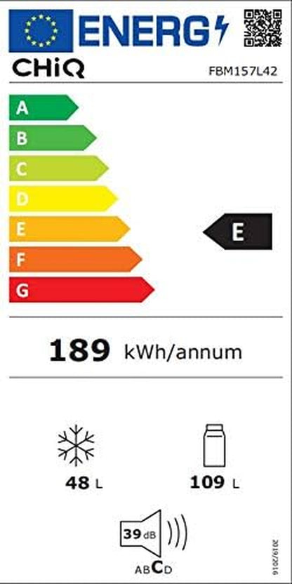 Réfrigérateur Congélateur Bas FBM157L42 157L (109+48), Largeur 47Cm, Low Frost, 39 Db, Portes Réversibles, 12 Ans De Garantie Sur Le Compresseur