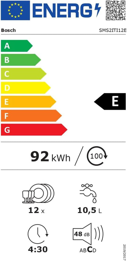 SMS2ITI12E - Série 2, Lave-Vaisselle Pose Libre - 60Cm - Home Connect - 12 Couverts - Moteur Ecosilence - Inox