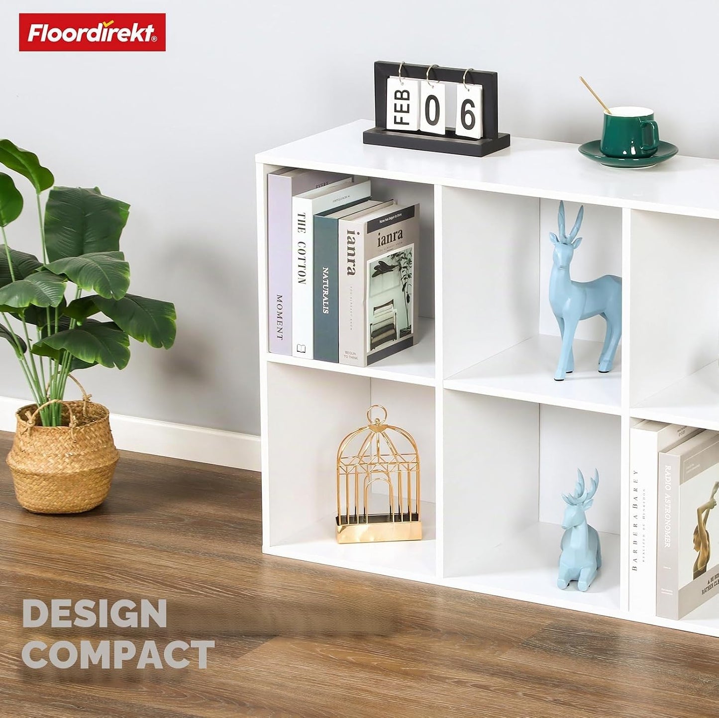Bibliothèque Blanche En Bois Avec 6 Compartiments, Étagère Cube Pour Salon Et Chambre À Coucher (Vermont)